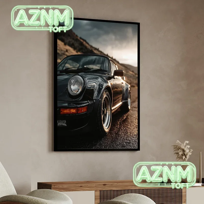 Retro Luxury Sport Car Coastal Road Villa Palm Springs Pool Photography Poster Canvas Painting Print Wall Art Home Decor