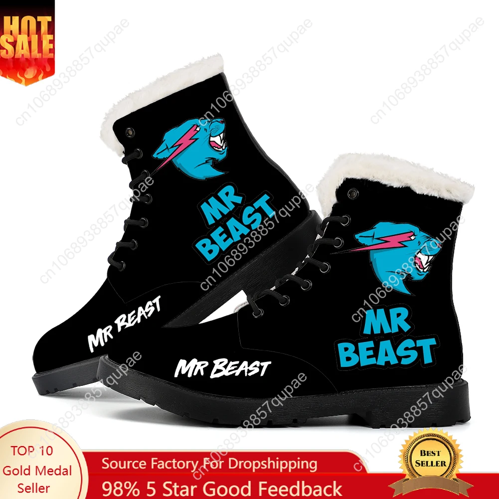 

Mr Beast Plush Boots American Game Blogger Mens Womens Teenager Shoes Casual Boot Light Warm High Quality Couple Customize Shoe