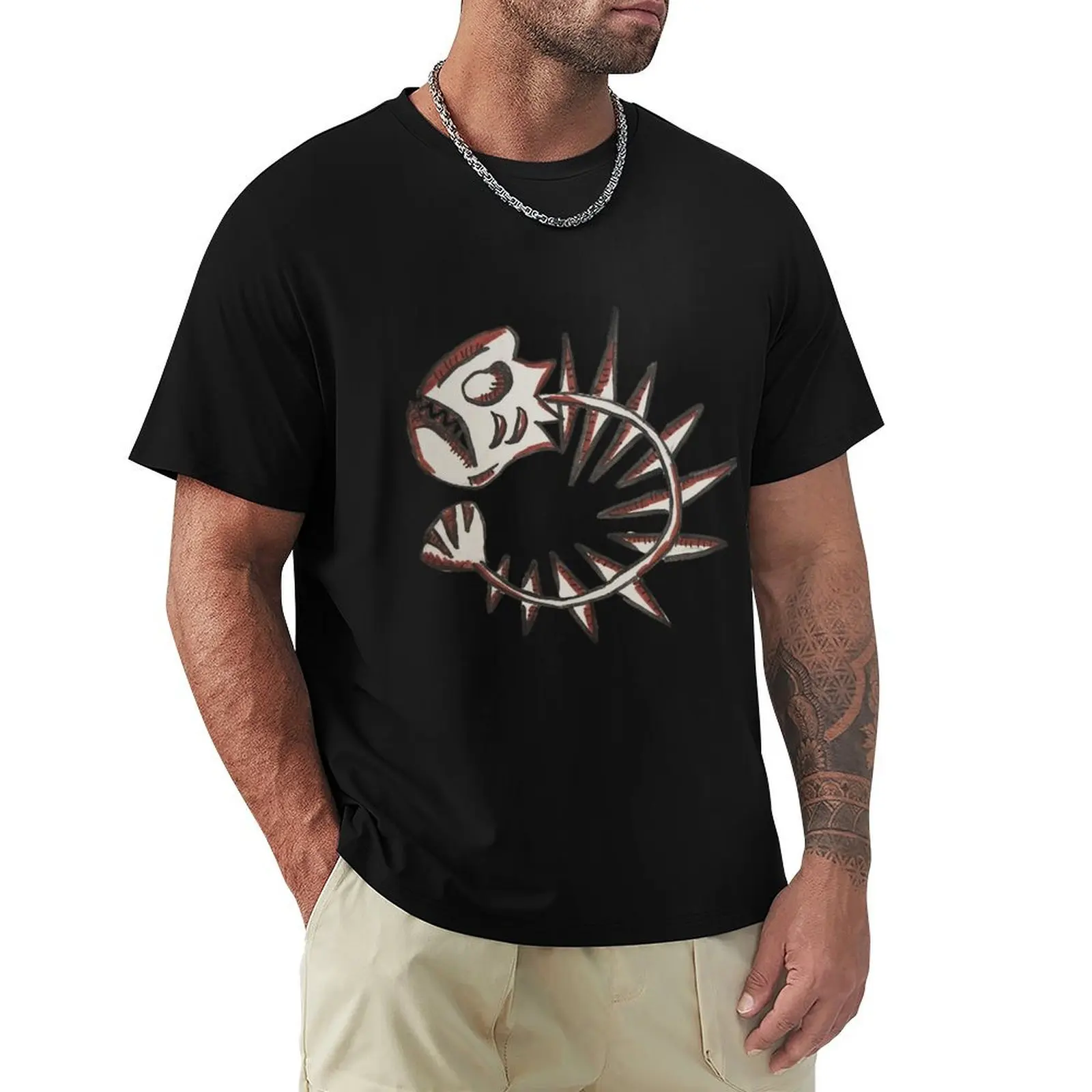 

Angry fish bone-red T-Shirt plus size tops Funny t-shirts rapper graphic tees anime tshirt men tshirt