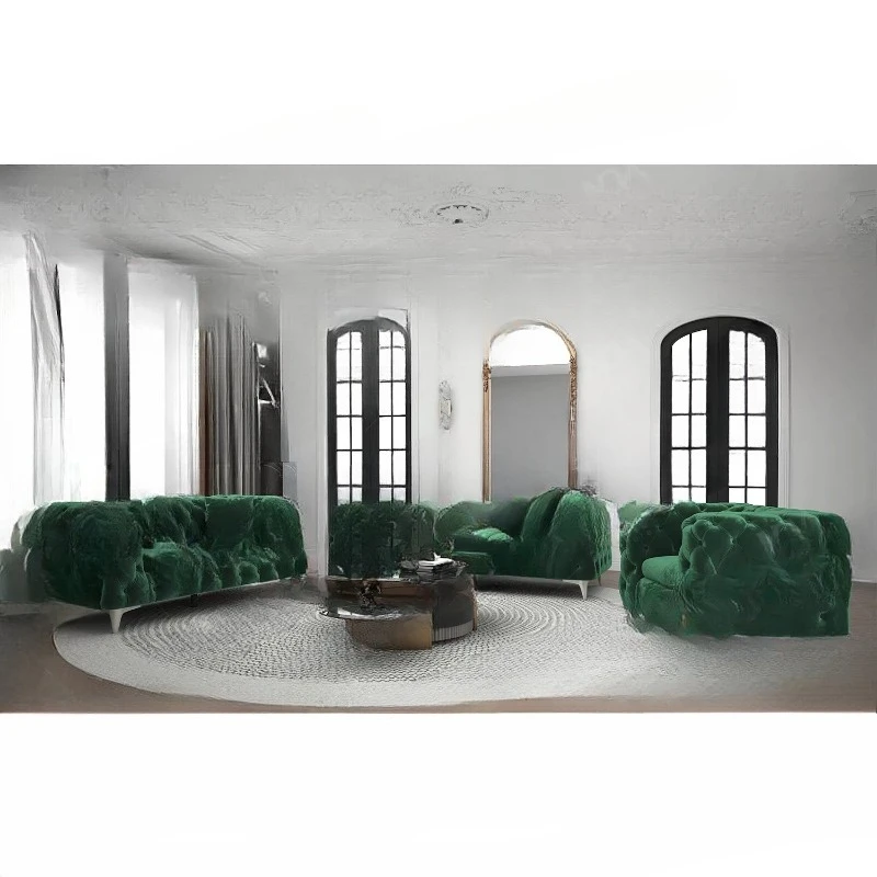 Velvet sofa Modern home furniture Fabric tufted combination sofa Living room sofa set
