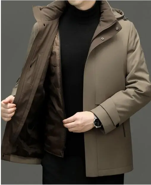 High Quality Men's Hooded Duck Down Jackets Winter Business Casual Windproof Warm Puffer Coat Outwear Thicken Top Parka Clothing