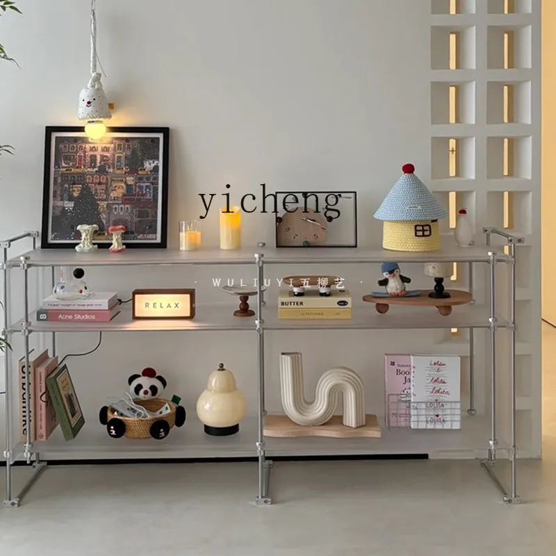 Optical Axis Display Stand Acrylic Board Floor Storage Rack Stainless Steel Bookshelf