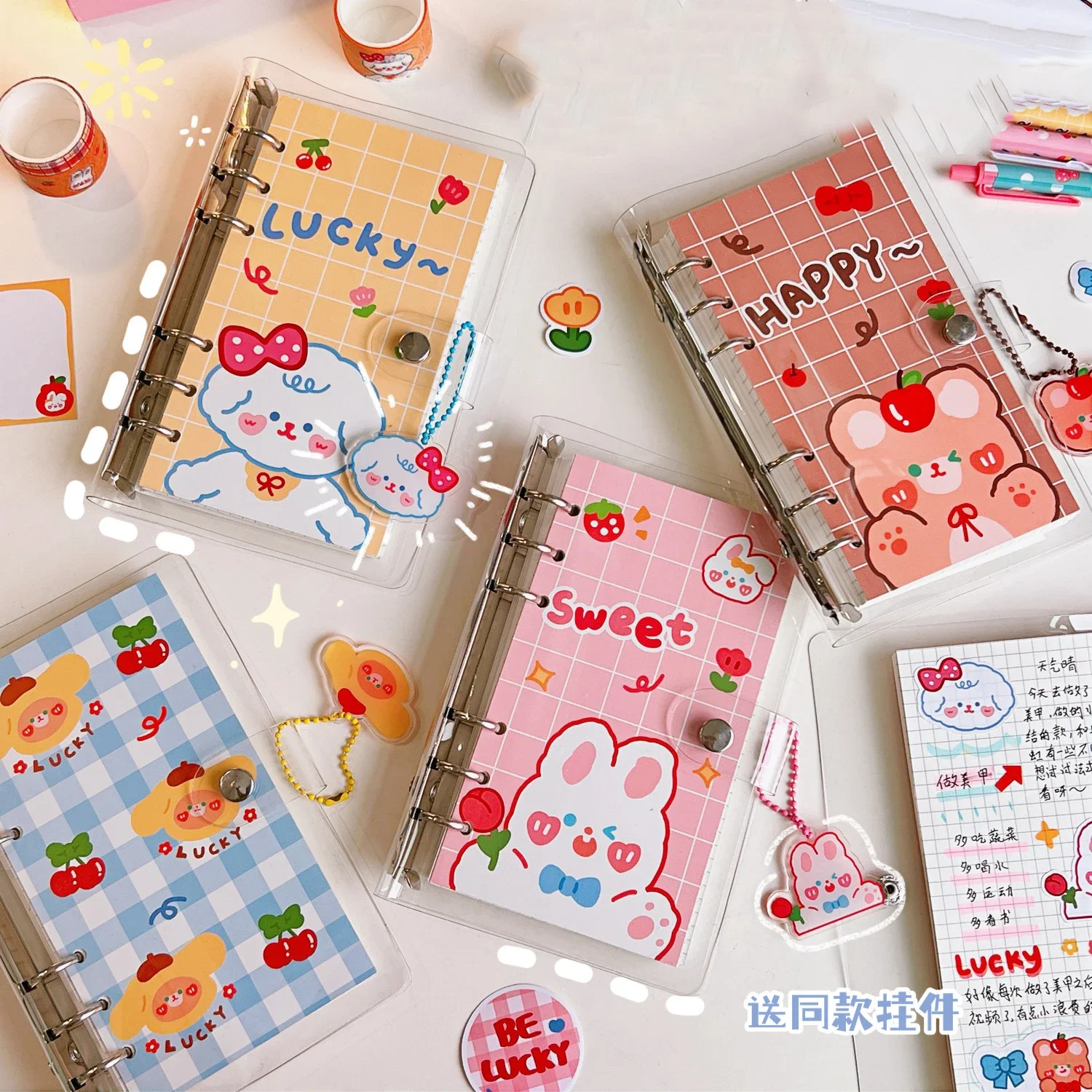 Kawaii PVC Loose-leaf Notebook Cover Hand-book DIY Transparent Coil Sprial Books Cute Agenda Journal Planner journal notebook