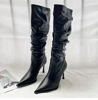 Sexy Winter Women High Boots Fashion Pointed Toe Stiletto Heel Long Boots Ladies Elegant Knee High Boots Shoes Botas De Mujer - Image 5