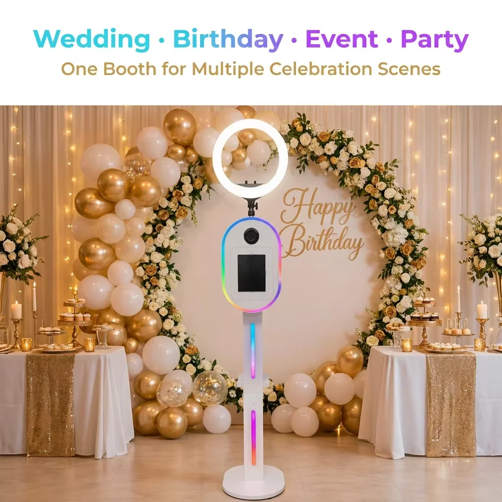 IPad Photo Booth Machine With DSLR Camera Flash LED Ring Light Photo Printer For Wedding Party Event Rental