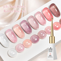 MTSSII 10ml 8/7Pcs Shimmer Rubber Base Gel Nail Polish Set Glass Bottle Jelly Nude Pink Milky White Nail Art Gel Nail Supplies