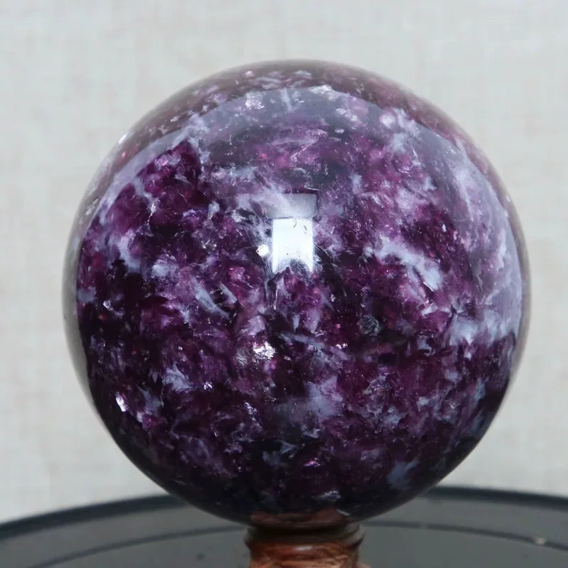 

Natural Purple Lepidolite Silver Sphere Polished Gemstone High Quality Home Decor Scintillating Gift Crystal Ball