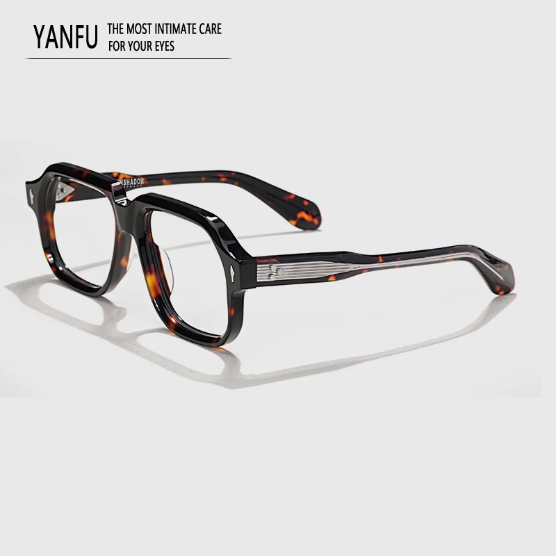 Square Large Acetate Vintage Tortoise Glasses Frames Designer Brand Fashion Optical Men's Women Myopia Reading Eyeglasses 148mm