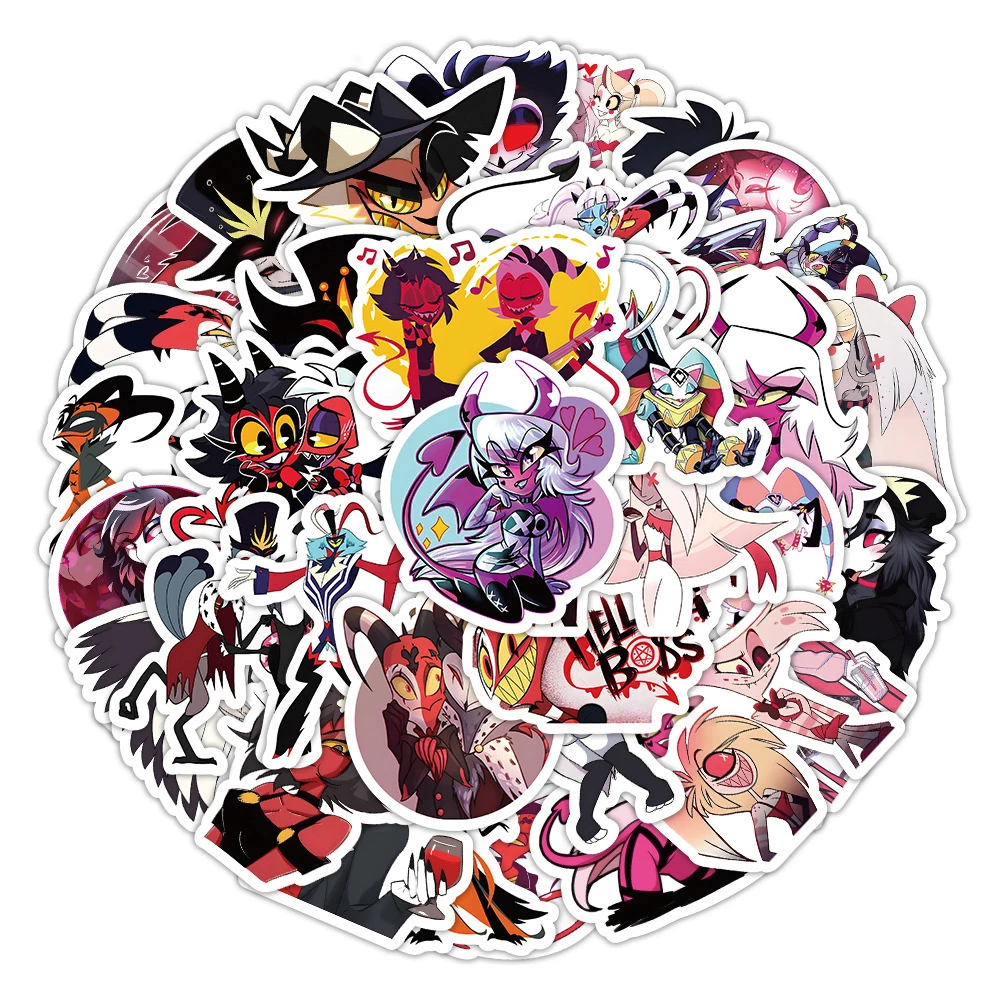 10/30/50/100pcs Cool Animation Helluva Boss Cartoon Stickers Funny Anime Decals DIY Motorcycle Helmet Laptop Waterproof Sticker