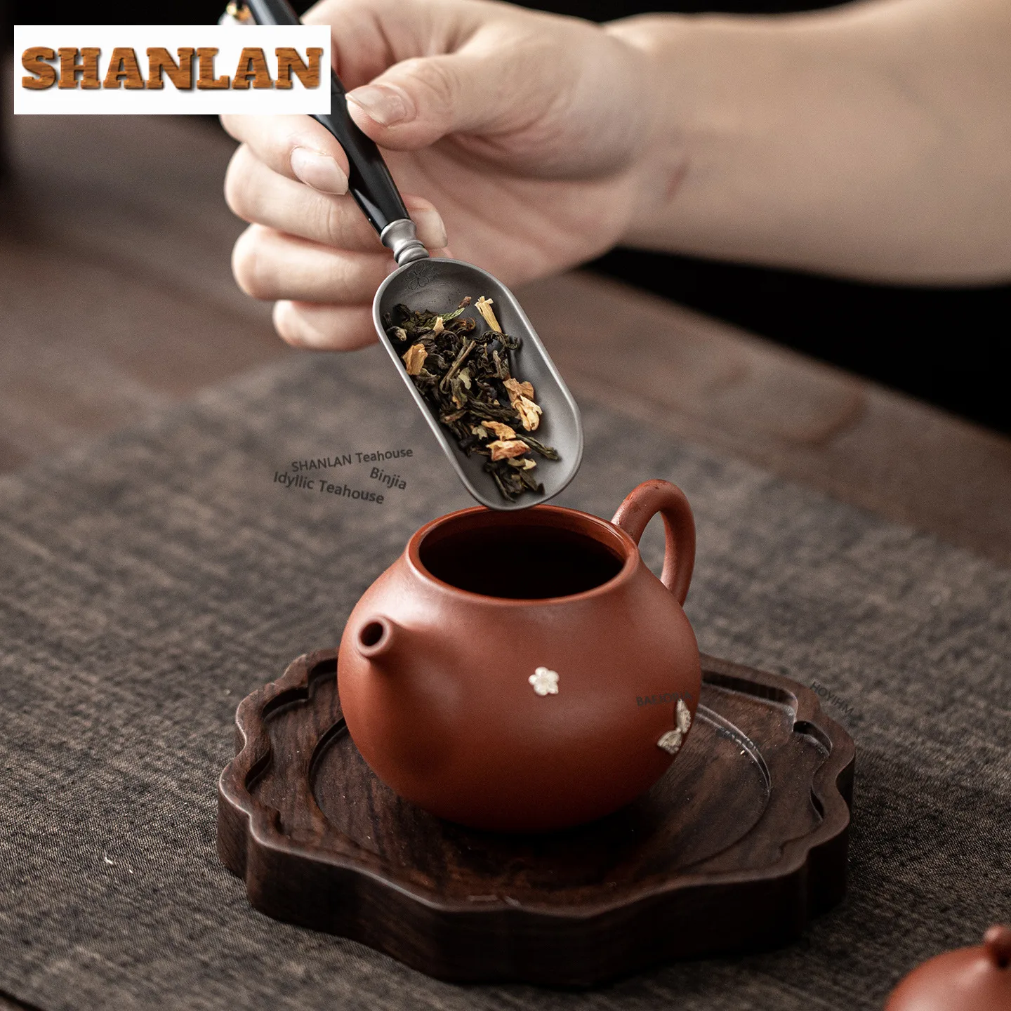 Pure Titanium Tea Scoop Ancient Tea Leaf Holder Tea Leaf Container Chahe Shovel Household Appreciation Ladle Drinkware Craft