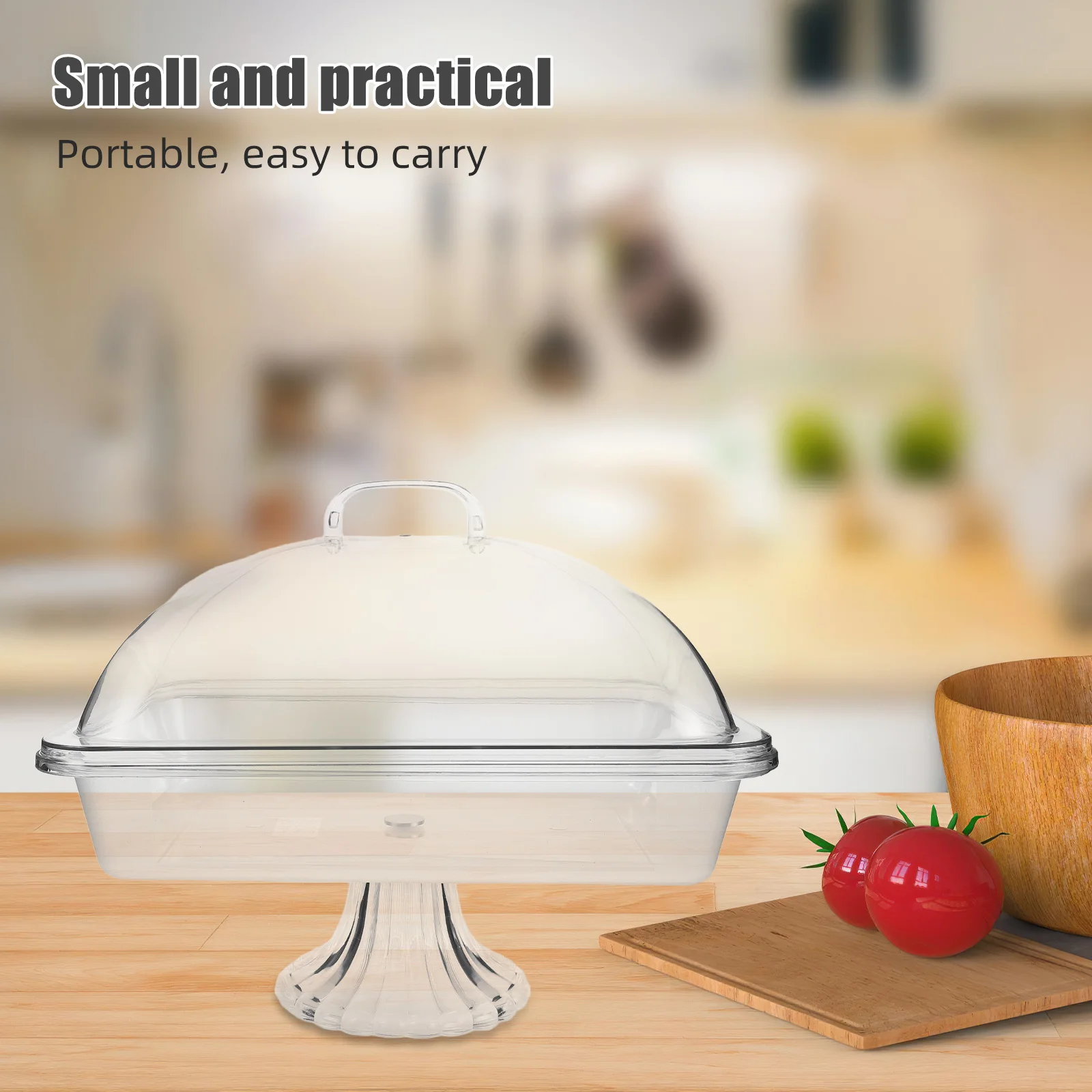 

Cold Food Buffet Server Platter Rectangular Serving With Dome Lid For Cake Fruit Chilled Appetizers Buffet Service Tray