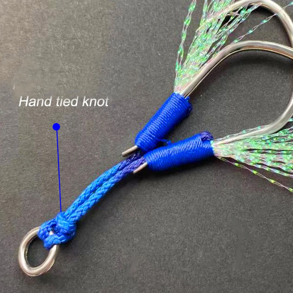 TAKEDO 6Pairs/BAG 1# - 4/0 Assist Fishing Hook  High Carbon Steel Double Jig Hook Barb Fishhook For Spanish Mackerel Bsaa Tuna