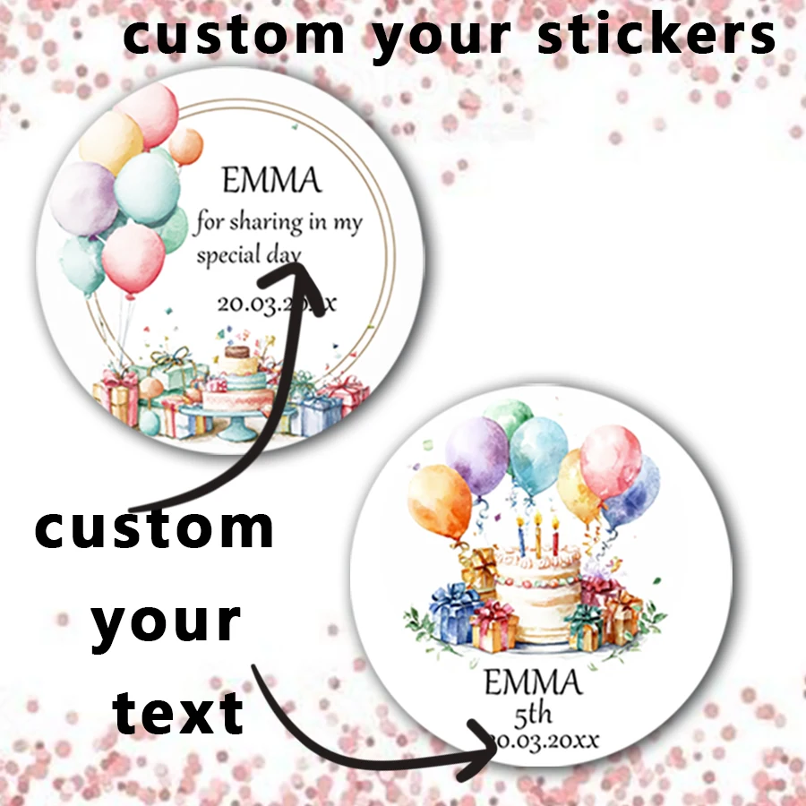 

90pcs Custom Personalized Name & Birthday Stickers (For Weddings, Baptisms, Parties & Gift Wrapping)