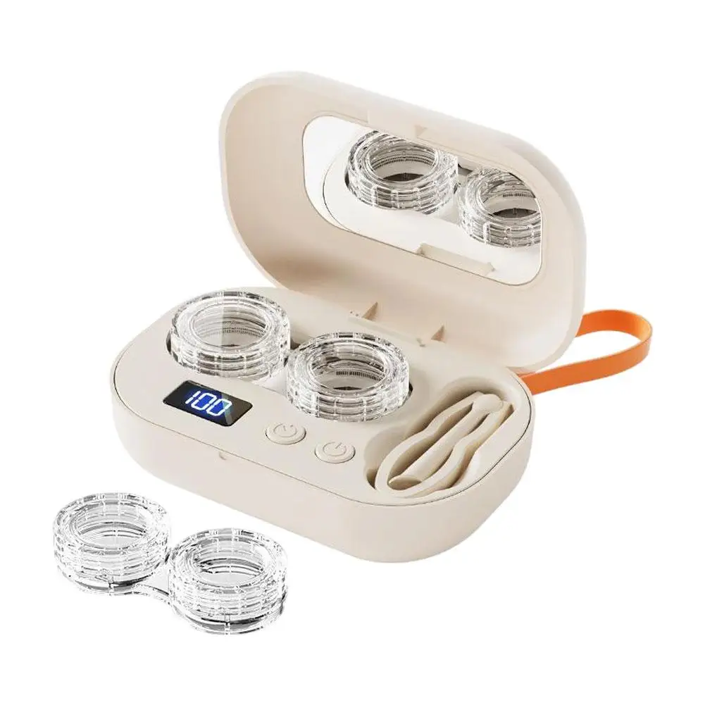 High Frequency Ultrasonic Contact Lens Sterilizer, 360° Omnidirectional Clean, USB Rechargeable Washer for Multi Types Eye Lens
