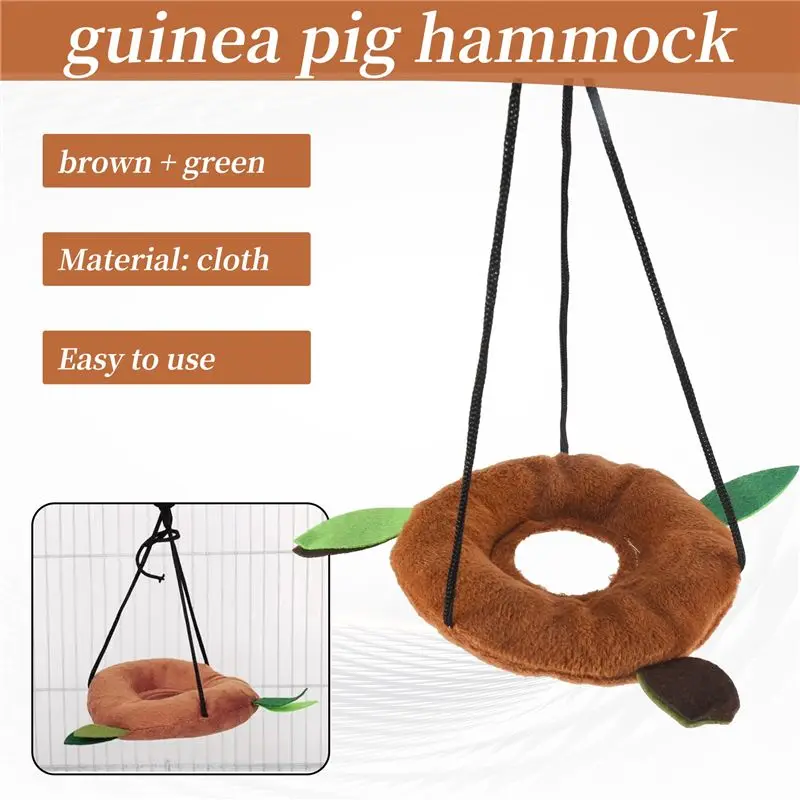 EYFL-5Pcs Hamster Sugar Glider Hanging Cage Accessories Set Leaf Wood Design Small Animal Hammock Channel Ropeway Swing