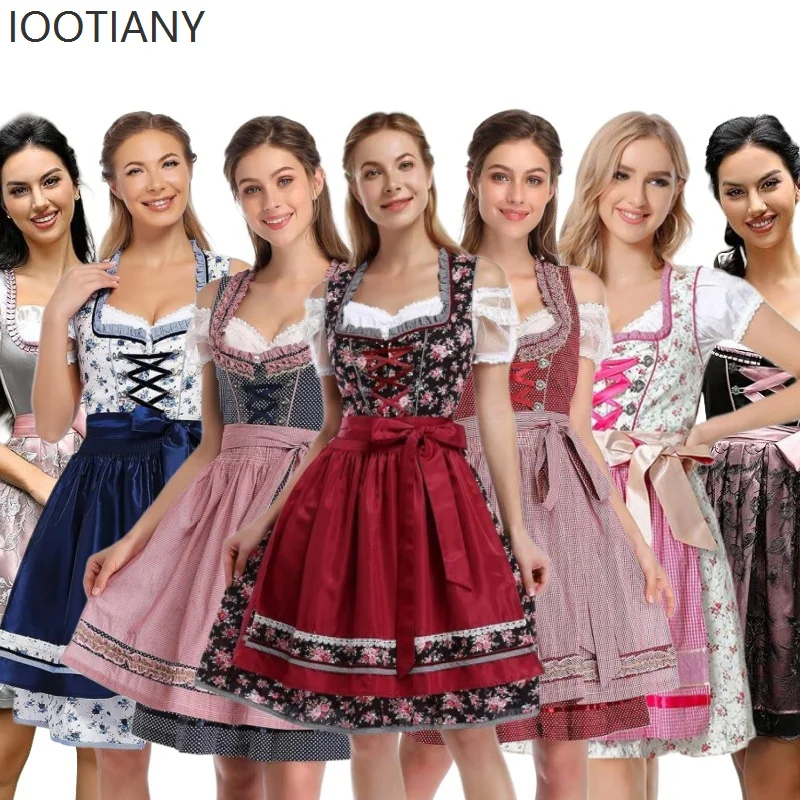 

IOOTIANY German Munich Oktoberfest Dress Carnival Party Victorian Sexy Dress Elegant Ladies Dress Apron Suit Maid Costume 2025