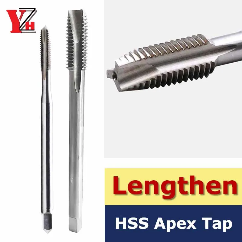 Lengthen HSS Apex Tap Straight Flute Machine Screw Total Length 90L 100L 120L 150L For Metal M2 M3 M4 M5 M6 M8 M10 M12