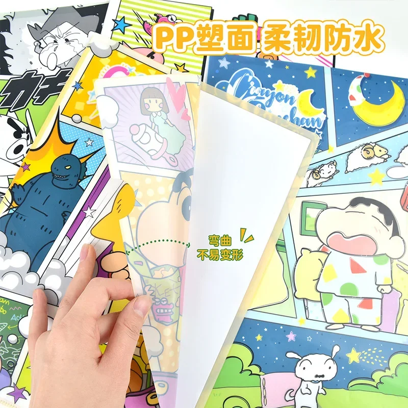 4pcs Kawaii Shin-chan L Shaped Folder Kawaii Children A4 Folder Student Paper Clip Office Documents Paper Organizers Stationery