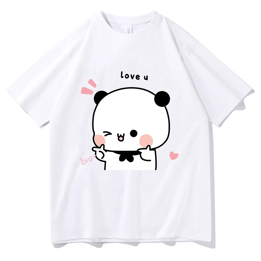 Cartoon Panda Bear Bubu and Dudu T Shirt Women Tops Kawaii Printed Harajuku Tees O-Neck Tops