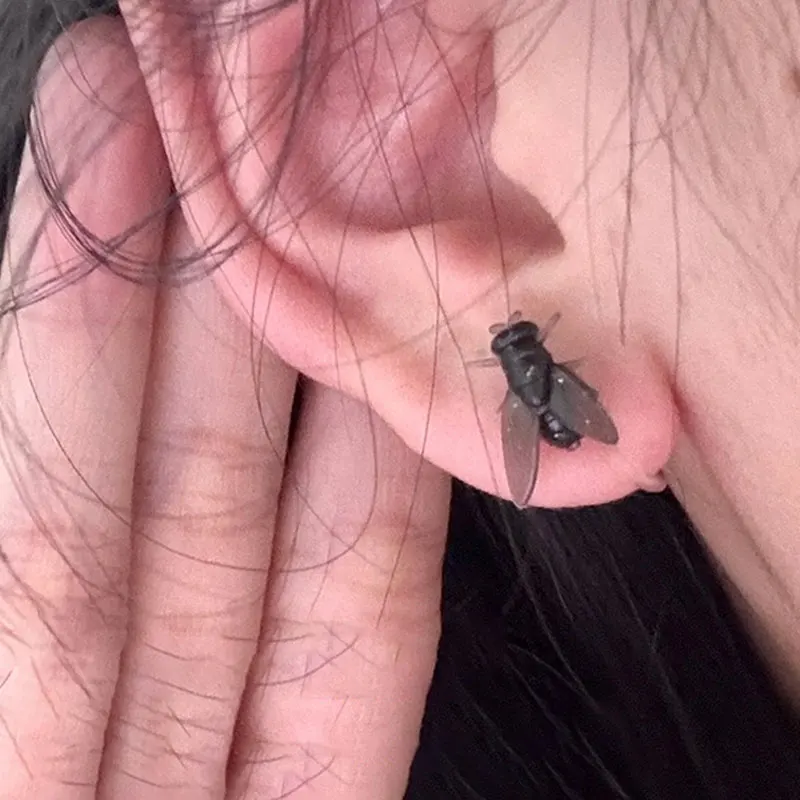 Pendientes abstractos de insectos realistas y divertidos para hombres y mujeres, pendientes con moscas realistas, Mini pendientes con mosca personalizados, pendientes de joyería
