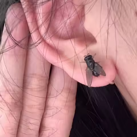 Women Men Funny Realistic Insects Abstract Earring Realistic Flies Ear Studs Personalized Mini Fly Earrings Jewelry Earrings