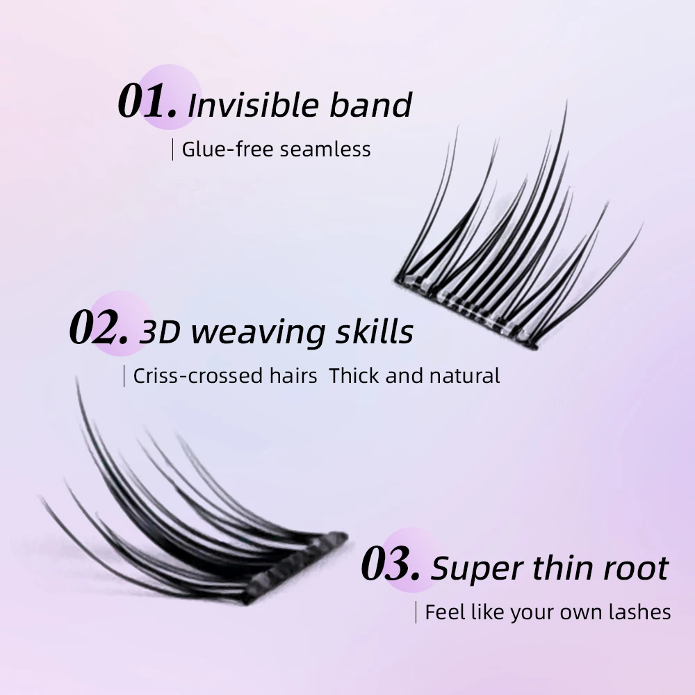 Yelix Comic Cluster Wimpers 10 Rijen Lijmvrije Valse Wimpers Enkele Cluster 9-13 MM C Krul Natuurlijke zelfklevende Valse Wimpers