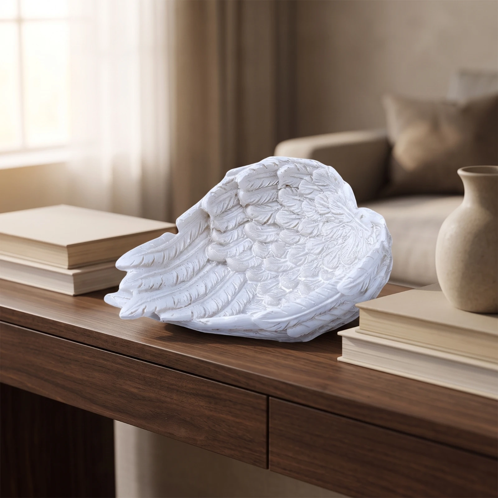 Angel Wing Sculpture Fine Craftsmanship Angel Wing Figurine Artistic Ornamental for Decorators, Desktop, Shelf