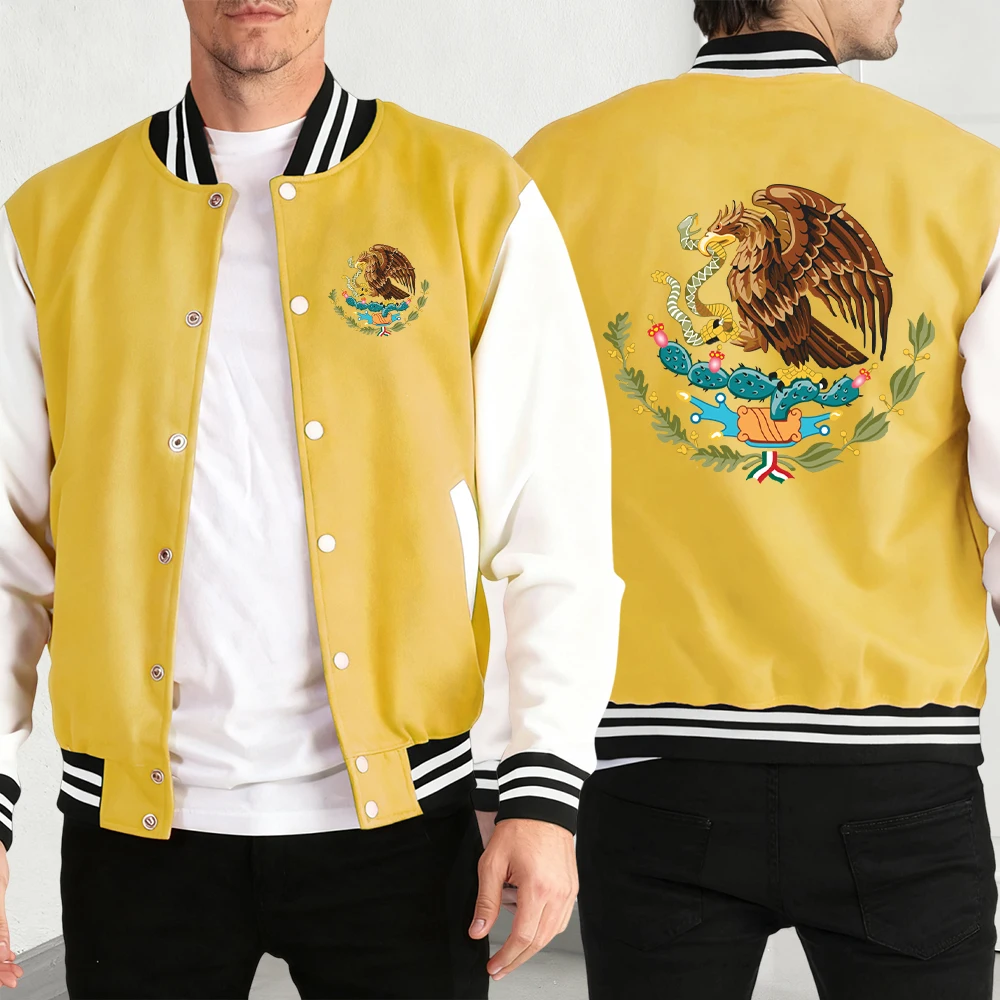 

Мексика, бейсбольный трикотаж с принтом божественного орла, мужские уличные модные топы, удобная зимняя уличная одежда, осенняя куртка большого размера