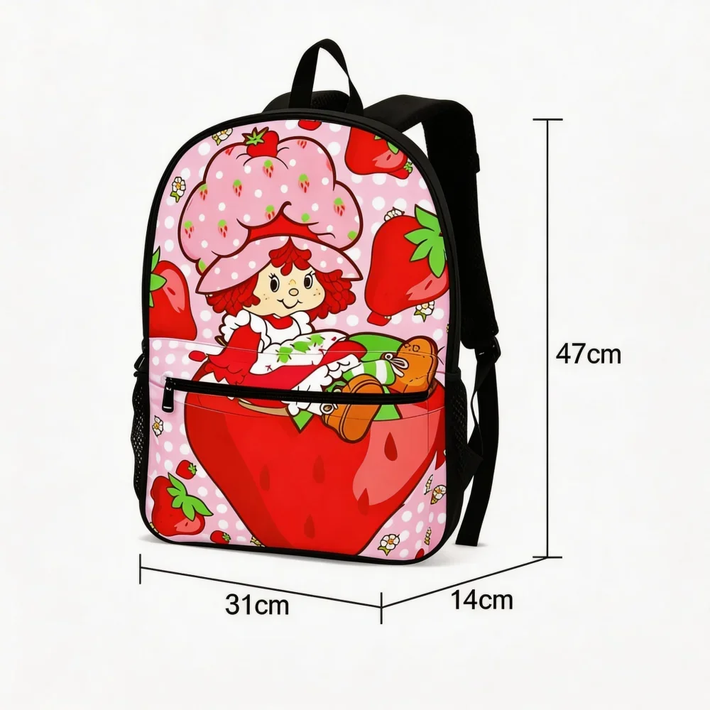 Cute Strawberry Fruit Print Kids Backpack School Bag for Girls Boys Student Lightweight Large Capacity Cartoon Bookbag Mochila