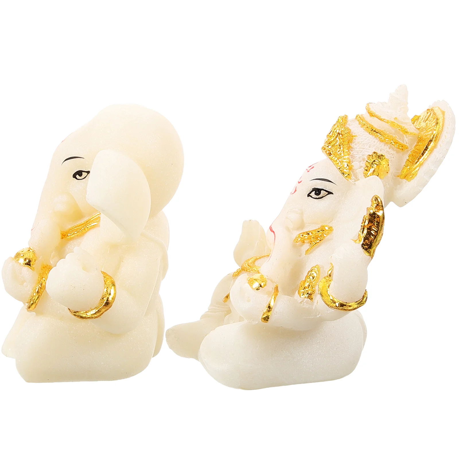 

2Pcs Resin Elephant Lord Statues Classic Carving Thai Elephant Decorative Ornament for Office Home Resin Statue