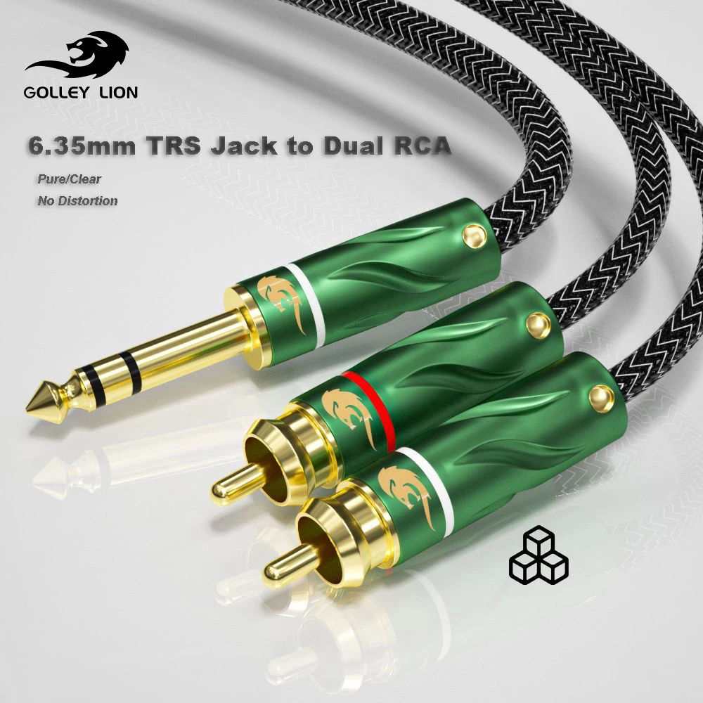 Classcial Style Audio Cable Stereo 6.35mm 1/4 Inch TRS Jack to Dual RCA for Mixer Console Audio Amplifier Cable 1M 1.5M 3M 5M