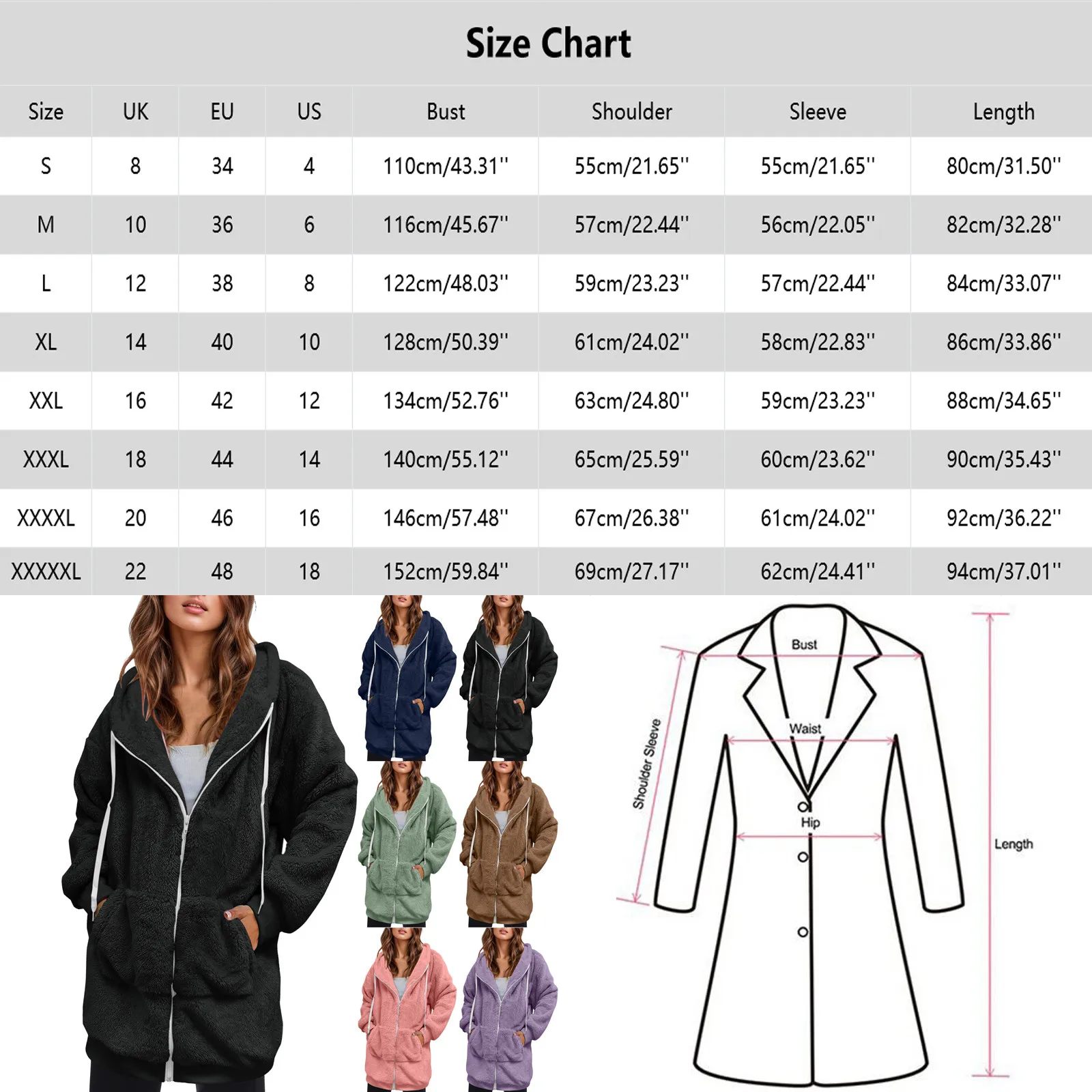 Casual Plush Sweatshirt Jacket Women's Zipper Hooded Lamb Wool Jacket Oversized Loose Fit Fleece Jackets Drawstring Coats 5xl