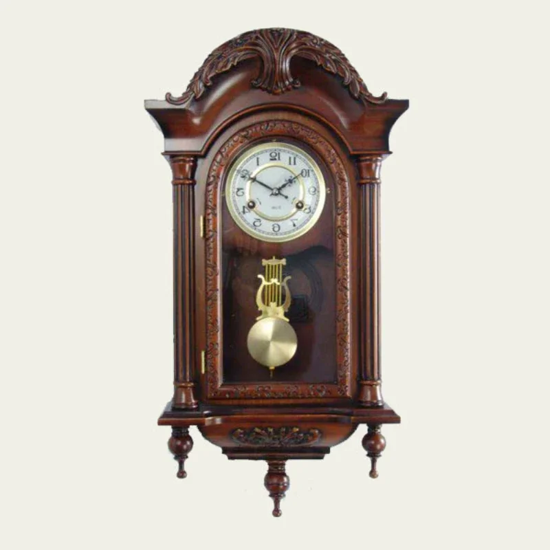 Giant Retro Mechanical Clock Solid Wood Engraving Silent Movement Mechanical Table Clock Indoor Table Decoration