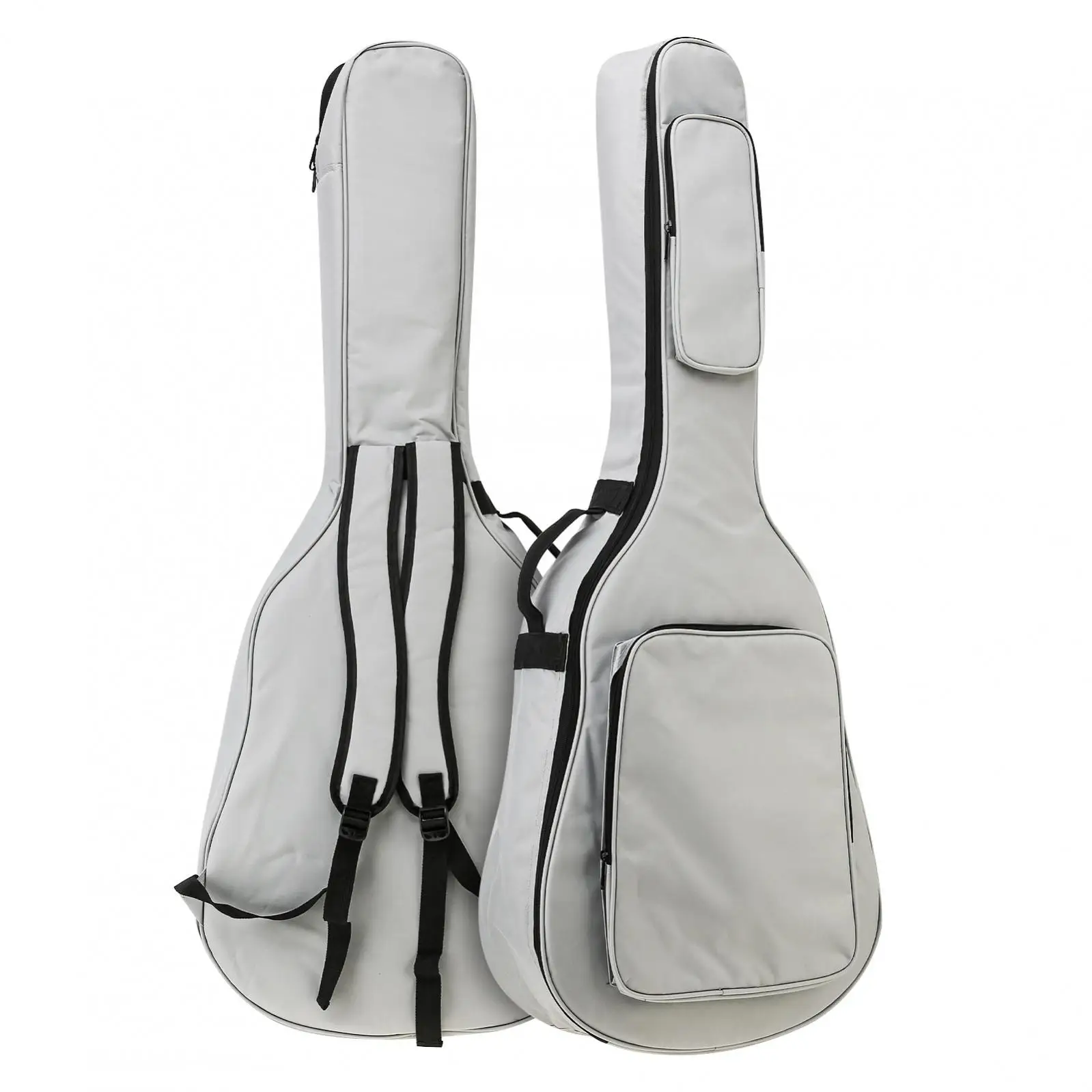 40 / 41 Inch 12mm Thick Padding Acoustic Guitar Gig Bag Waterproof Oxford Cloth Gray Soft Guitar Case for Guitar with Neck Strap