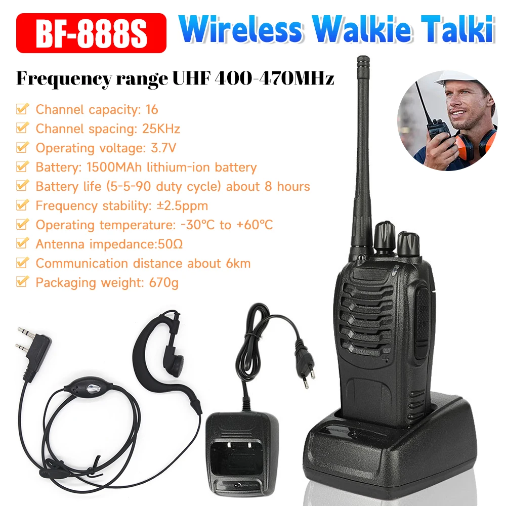 2 قطعة BF-888S اسلكية تخاطب ثنائي النطاق مع سماعات المحمولة المحمولة اسلكية تخاطب طويلة المدى لموقع بناء الفندق المدنية #1
