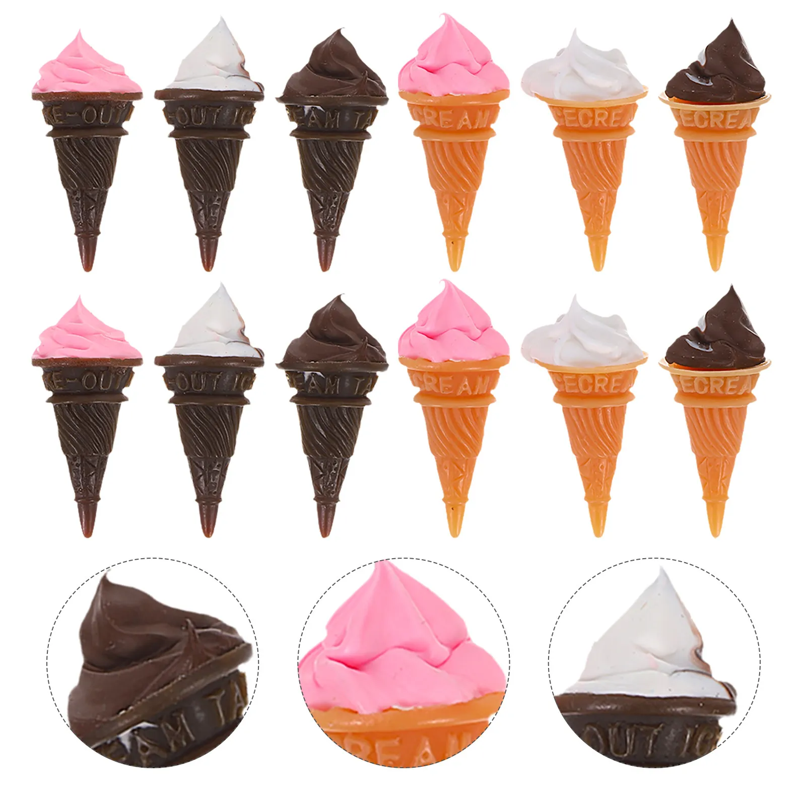 

12Pcs Tiny Ice Cream Ornaments Resin Mini Ice for Dollhouse Decor Kitchen Playset Simulation Food Accessories