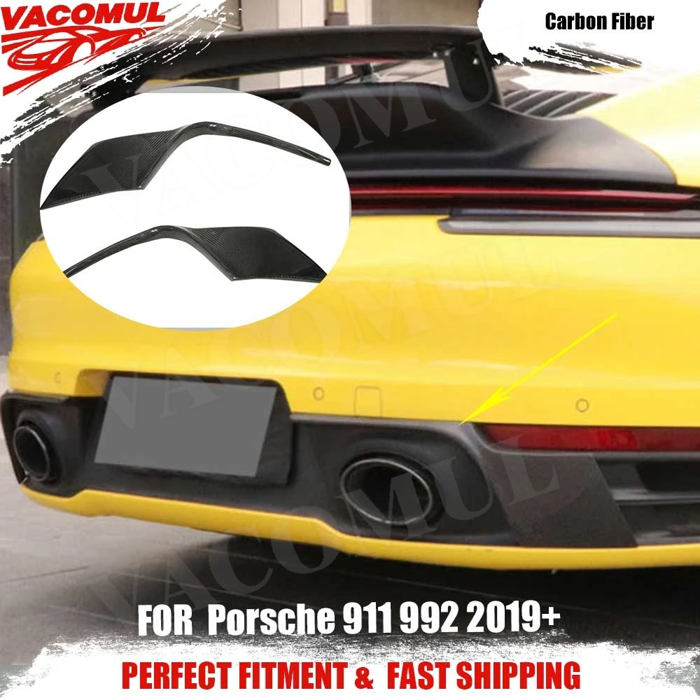 

VACOMUL Forged Carbon Fiber For Porsche 911 992 2019+ Car Rear Bumper Side Spoiler Cover Guard Plate Splitter Extension Bodykits