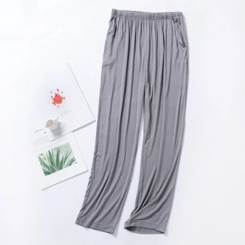 Nuevos pantalones modales para hombre, pantalones de casa de sección delgada para primavera y verano, pantalones de casa de talla grande para