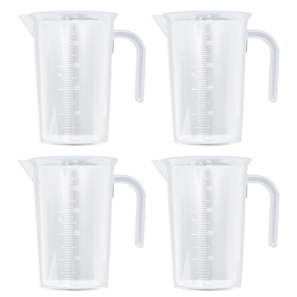

4Pcs Plastic Measuring Cup Transparent Food Grade V-Shaped Leakproof Handle Liquid Solid Ingredient Measuring Container for Home