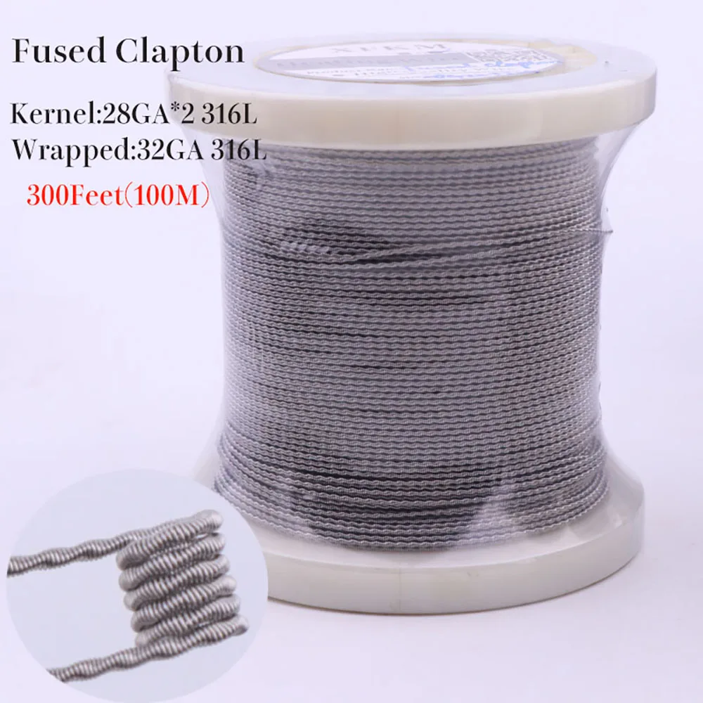 XFKM SS316L 300 قدم (100 متر)/لفة الغريبة كلابتون النمر خلية رباعية مزيج الملتوية تنصهر سلك أسلاك التسخين لفائف RDA RBA قابلة لإعادة البناء
