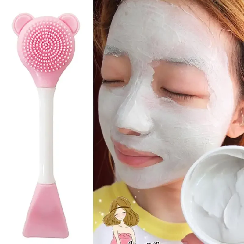 Brosse à masque en Silicone à Double extrémité, brosse applicateur de masque de boue à tête plate et douce, outils professionnels réutilisables de beauté du visage et de soins de la peau