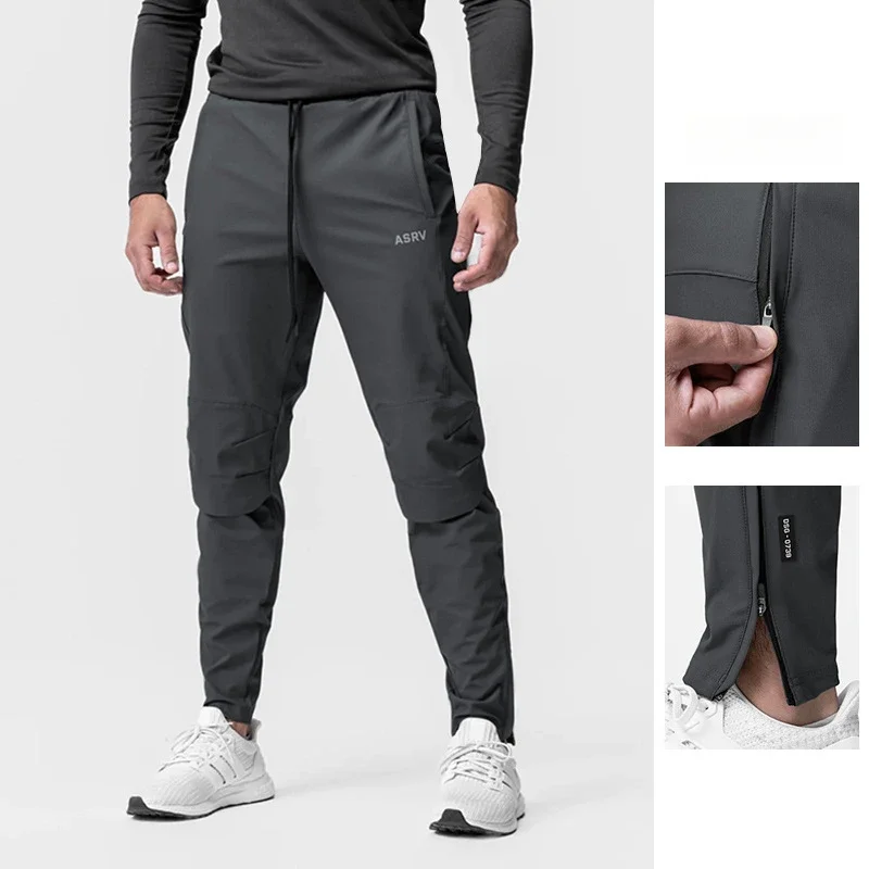 

Men's Quick-Dry Zipper Joggers Gym Workout Pants Basketball Tactical Casual Streetwear Elastic Waist Outdoor Training Trousers