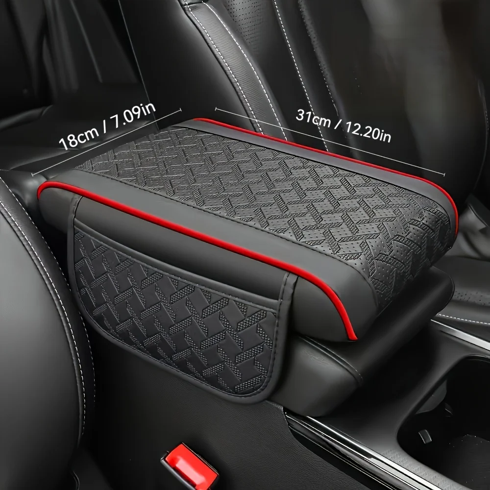 Universal Sporty Car Armrest Pad, Faux Leather Center Console Cover, Scratch-Resistant And Wear-Resistant, Enhances Comfort