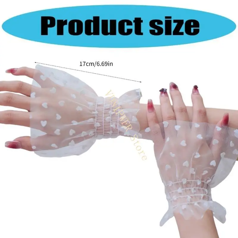 Sheer Wrist Cuffs For Nails Photography Heart Design Breathable Fabric D08E
