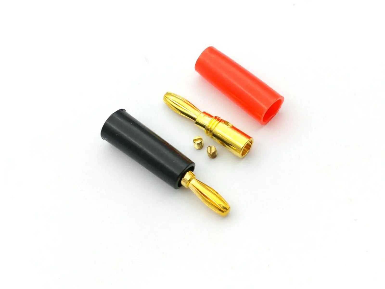 100pcs Speaker banana plug Gold plate connector 45mm black and red