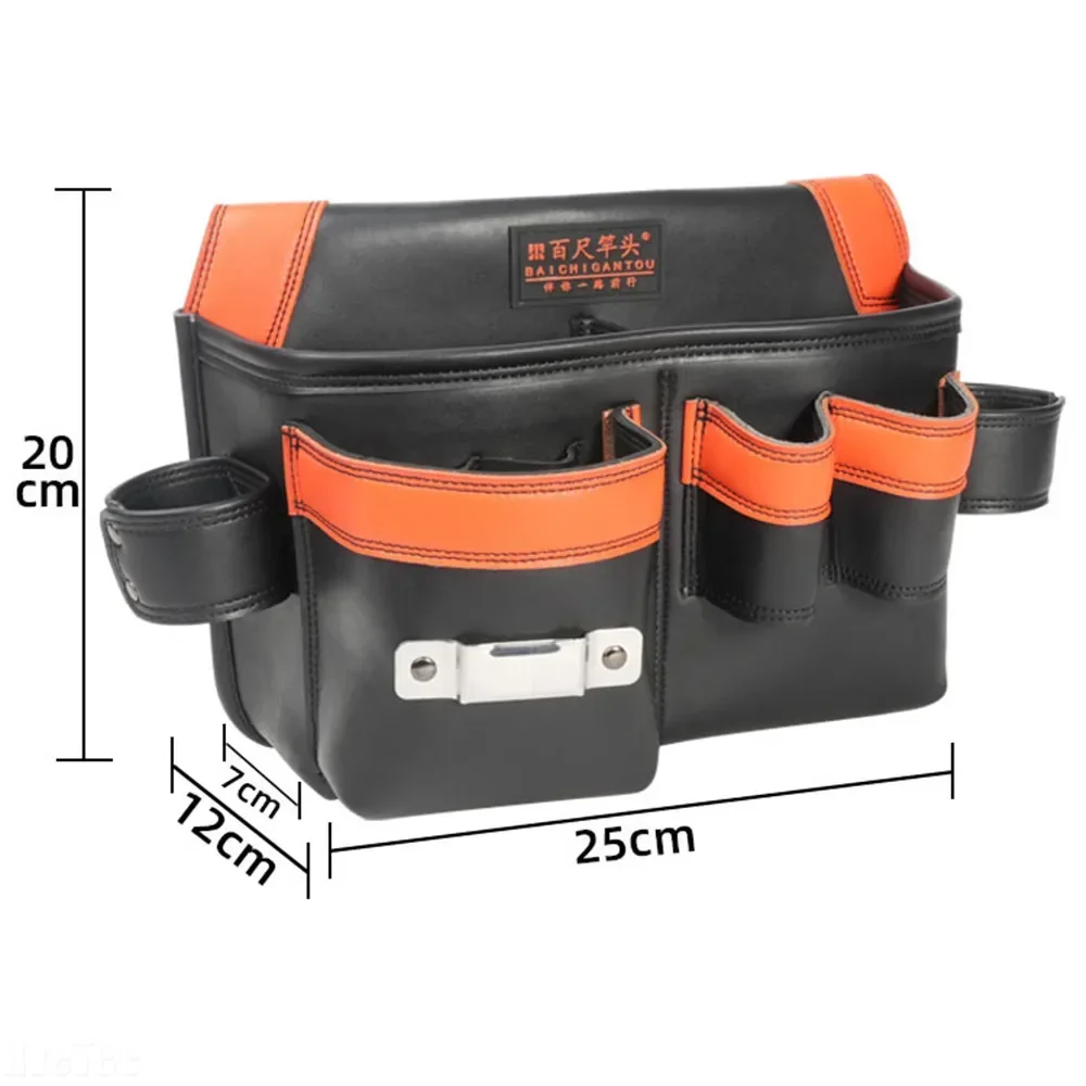 Leather Tool Waist Bag,with Insert Pockets,Portable Tape Measure Hammer Wrench Holder for Electrician Carpenter,Waist Belt Pouch