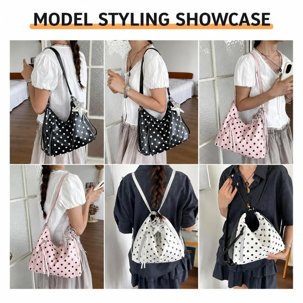Fashion Polka Dot Pattern Women's Tote Bag Large Capacity PU Leather Shoulder Bag Handbag Daily Commute