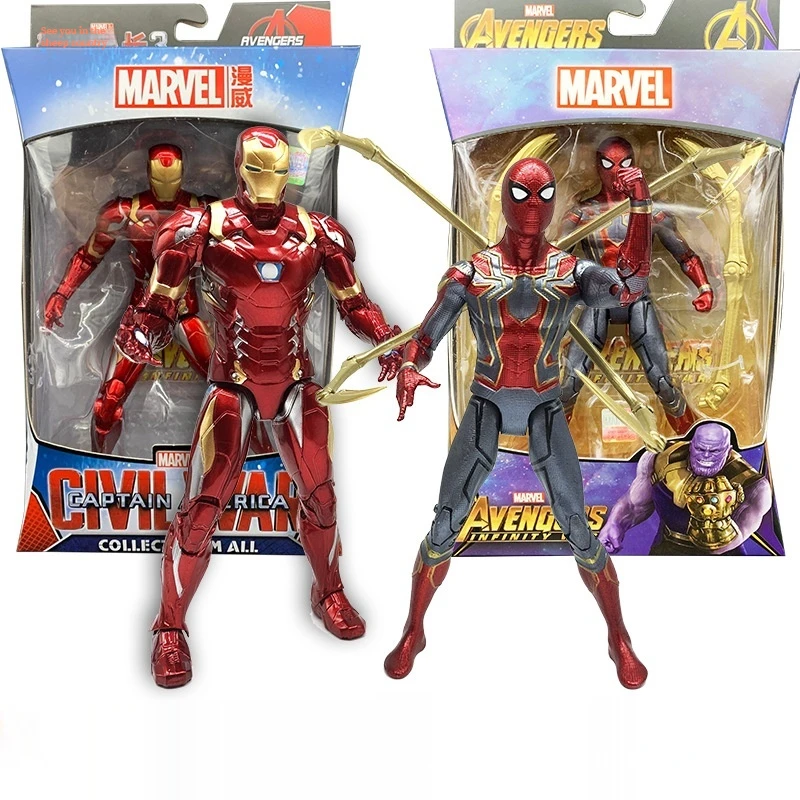 New Hotsale The Avengers Iron Man Spiderman Captain America Action Figure Color Box Desktop Ornament Joint Movable Model Gift