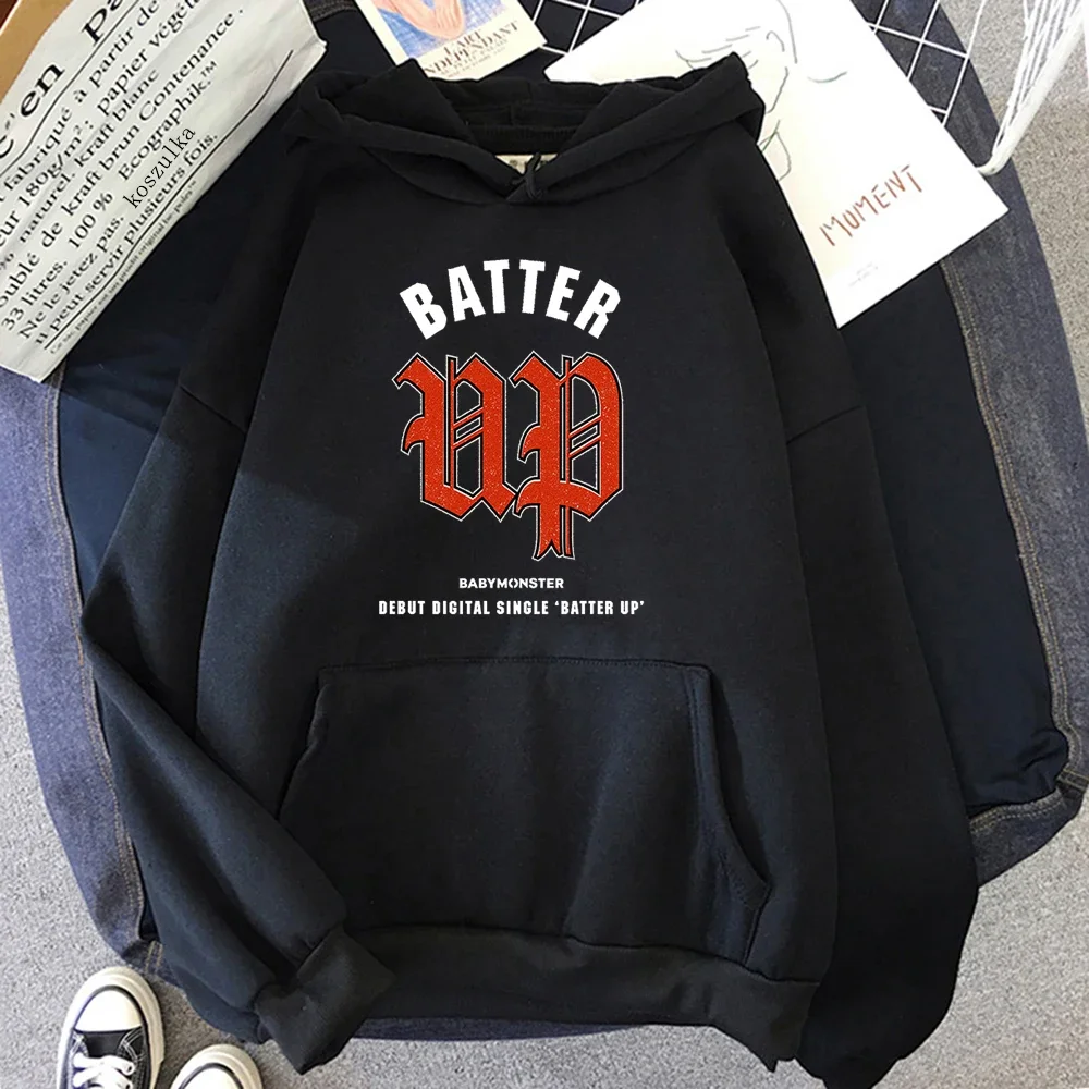 Babymonster Batter Up Sudadera con capucha 2024 Kawaii mujeres/hombres Harajuku estética Vintage sudaderas con capucha divertido