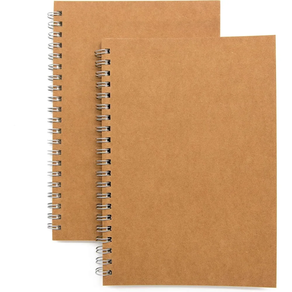 Soft Cover Spiral Notebook Diary 2 Pack, Blank Sketchbook, Wired Binding Notepad Diary Planner